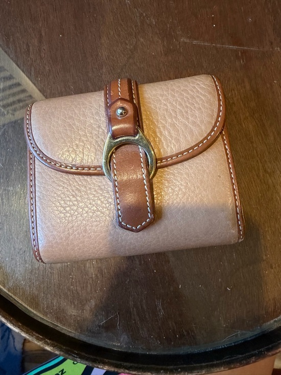 Dooney & Bourke Handbags - Dooney & Bourke Two-Tone Pebbled Leather Zip Wallet in Light Brown and Chestnut